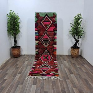 Berber Colorful Azilal Handmade Wool Checkered Shaggy Rug