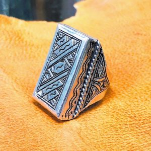 Berber Hand Engraved Silver Ring with Adjustable Artisan Design