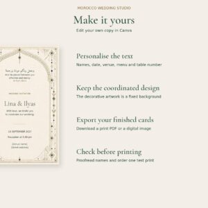 Amazigh Wedding Invitation Henna Editable Canva rendering of its Digital Download
