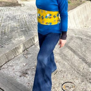 Berber Reversible Obi Belt with Cotton and Jeans Fabric Design