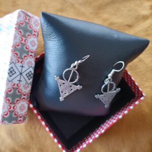 Amazigh Bereber Hamsa Earrings with Silver Plated Heritage Design