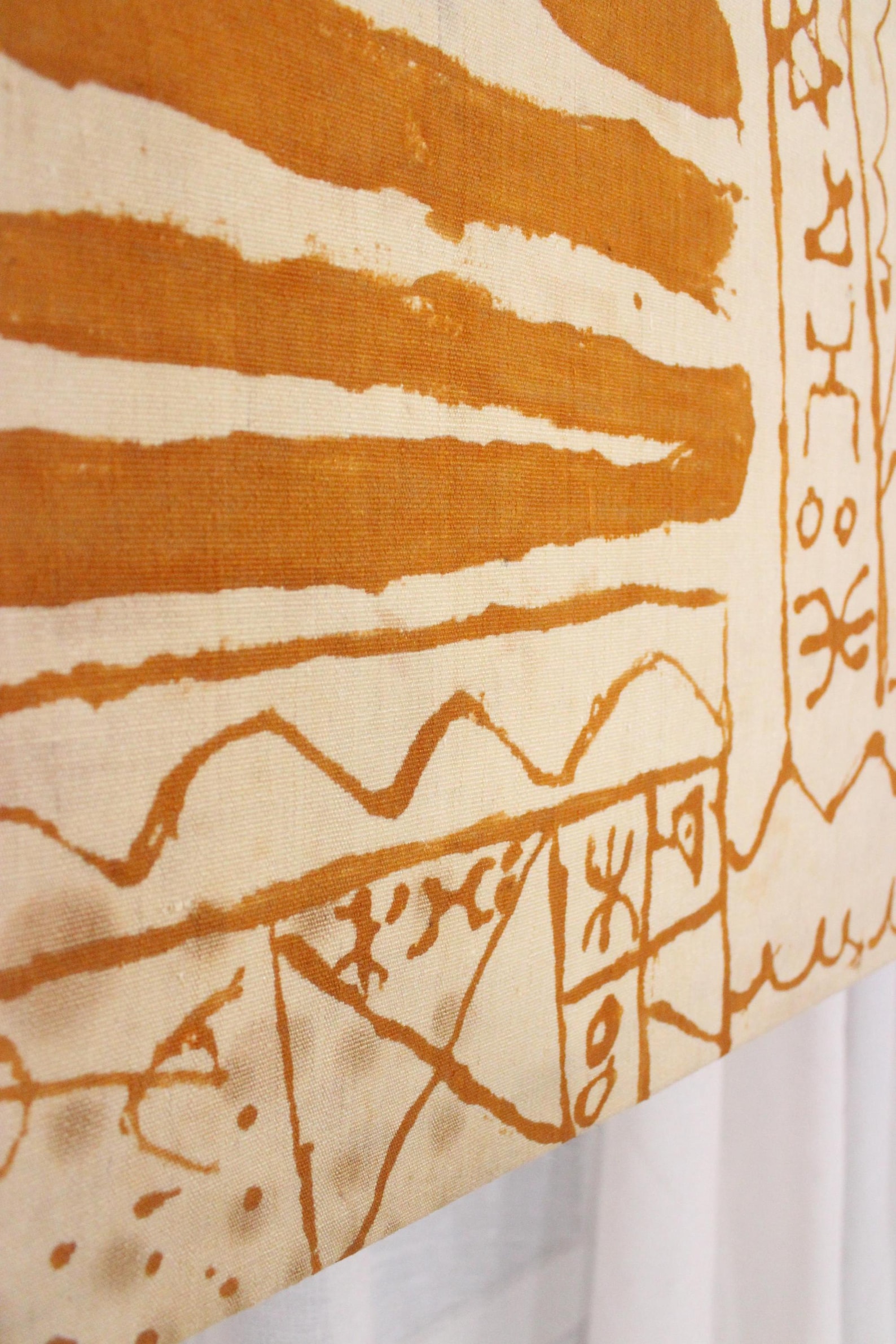 Amazigh Vintage Henna Mounted Chassis Textile Wall Art