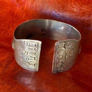 Berber Antique Tunisian Wide Flared Silver Bracelet with Satiny Wear