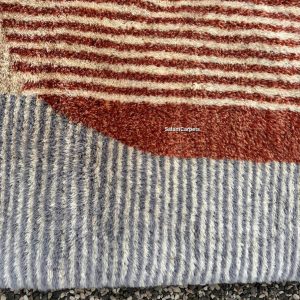 Berber Abstract Terracotta Gray Wool Rug Handmade Geometric Design