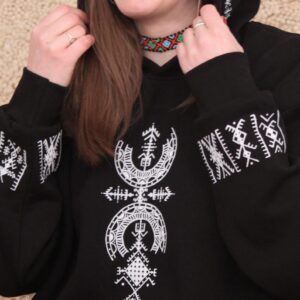 Amazigh Berber Symbology Feminine Cotton Hoodie with Tifinagh Design