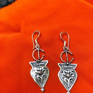 Tuareg Amazigh Silver Engraved Earrings with Traditional Symbolic Design