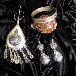 Beautiful Berber Ethnic Enamel Bracelet Pair Vintage Style