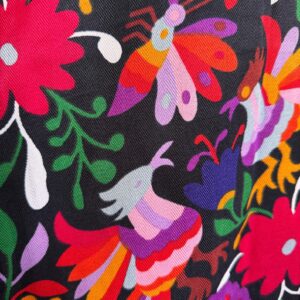 Amazigh Foulard Floral Black Cotton Blend Scarf Shawl