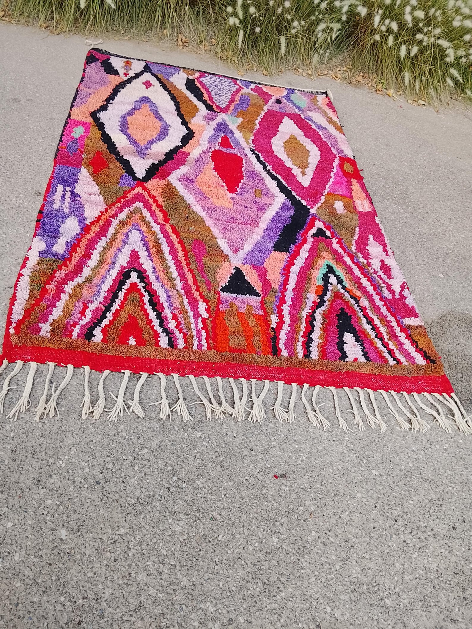 Berber Colorful Geometric Amazigh Handmade Tribal Rug with Ready Ship