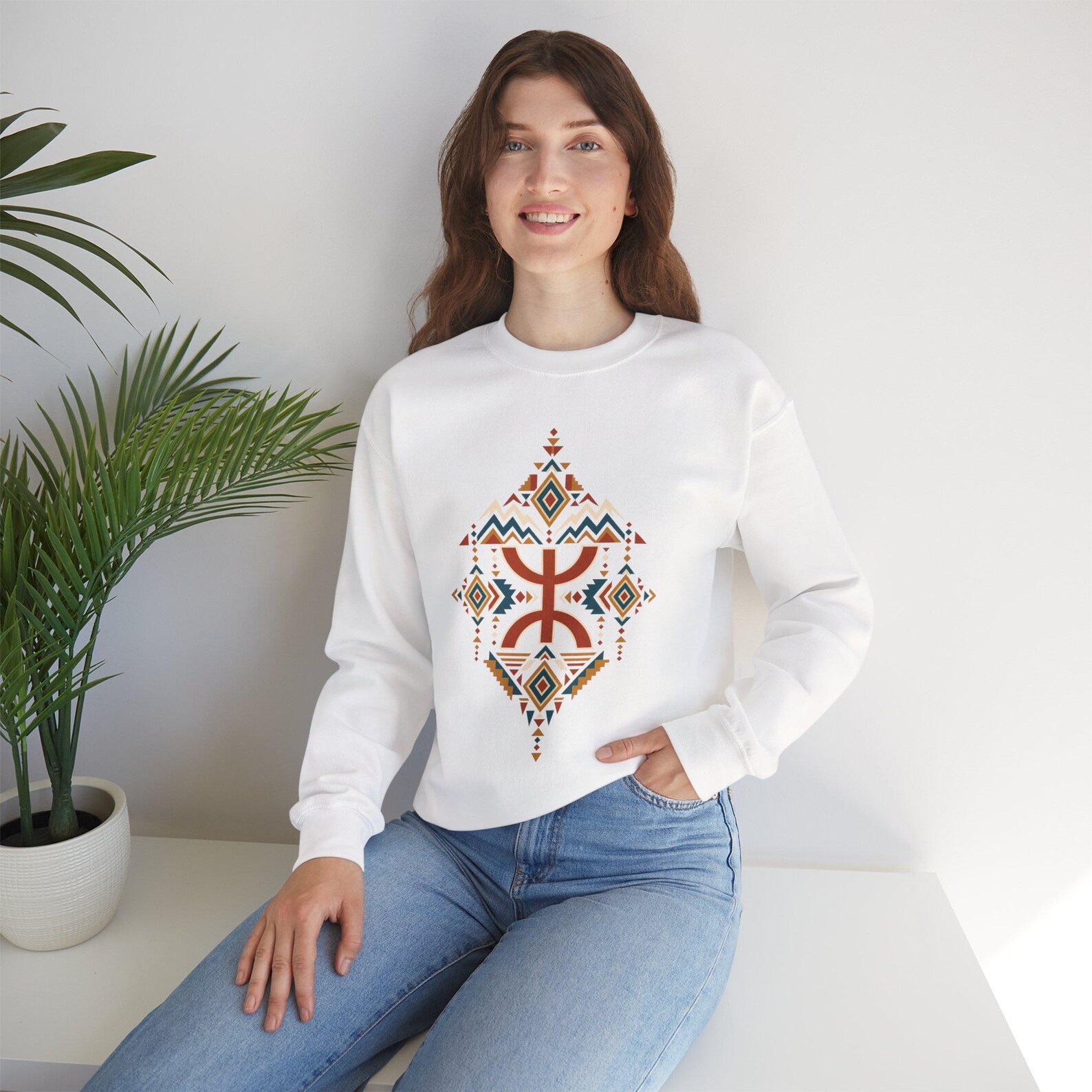 Amazigh Geometric Berber Art T-Shirt with Heritage Symbol Design