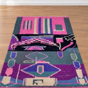 Berber Handmade Pink Geometric Sheep Wool Rug Atlas Floor Decor