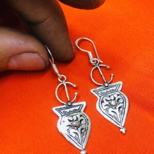Tuareg Amazigh Silver Engraved Earrings with Traditional Symbolic Design