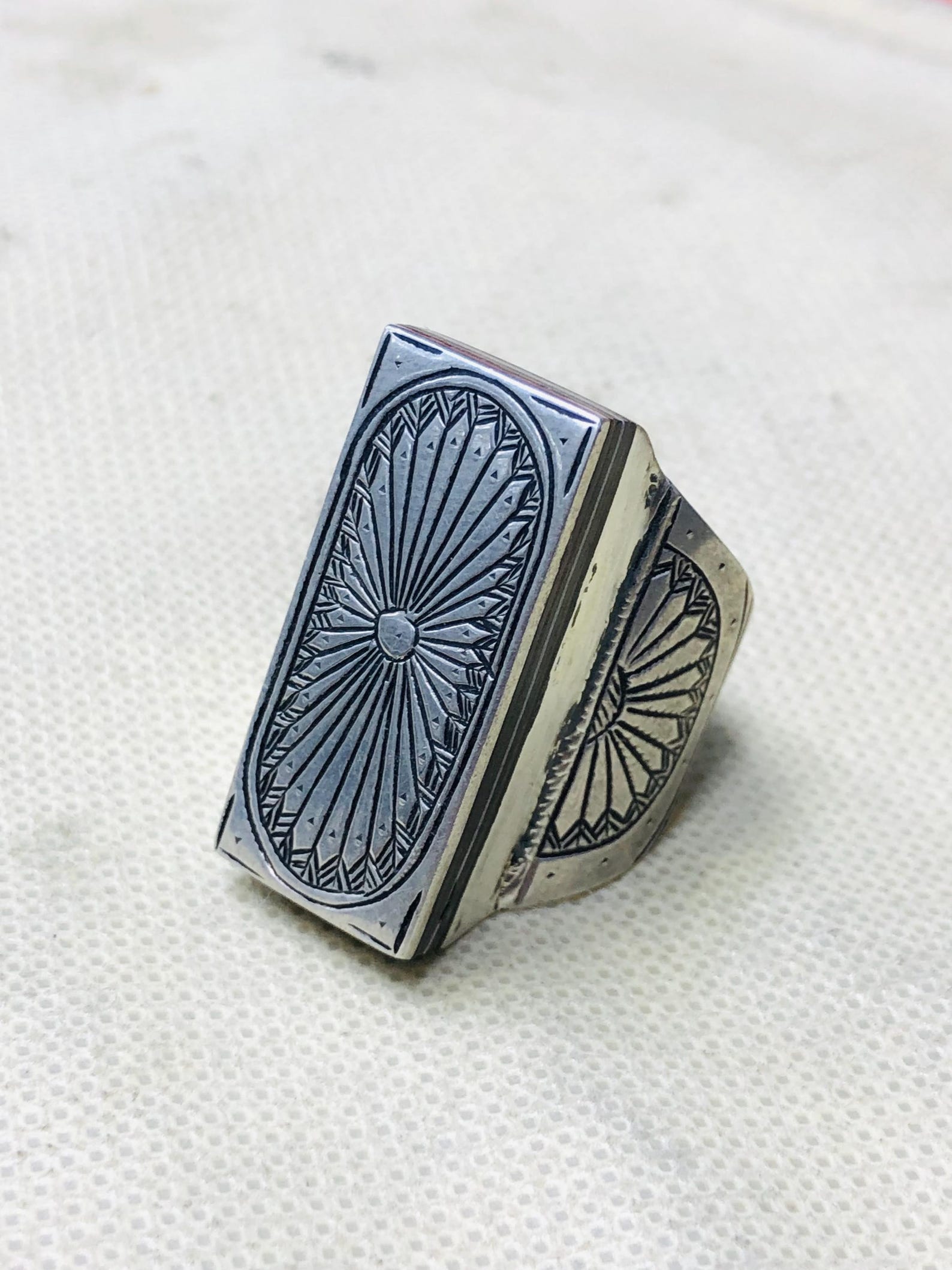 Berber Tuareg Sterling Silver Amazigh Engraved Traditional Jewelry Ring