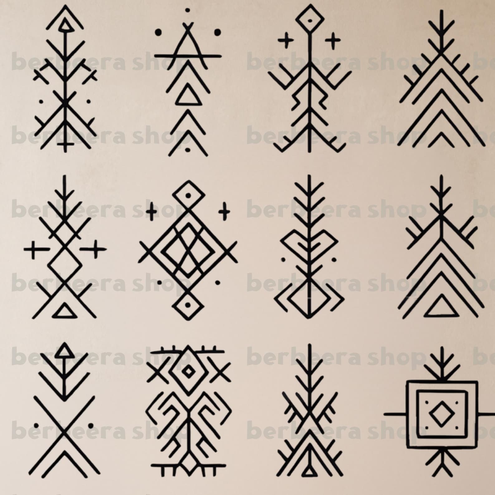 Amazigh Berber Tattoo Symbols Digital Download Vector Art