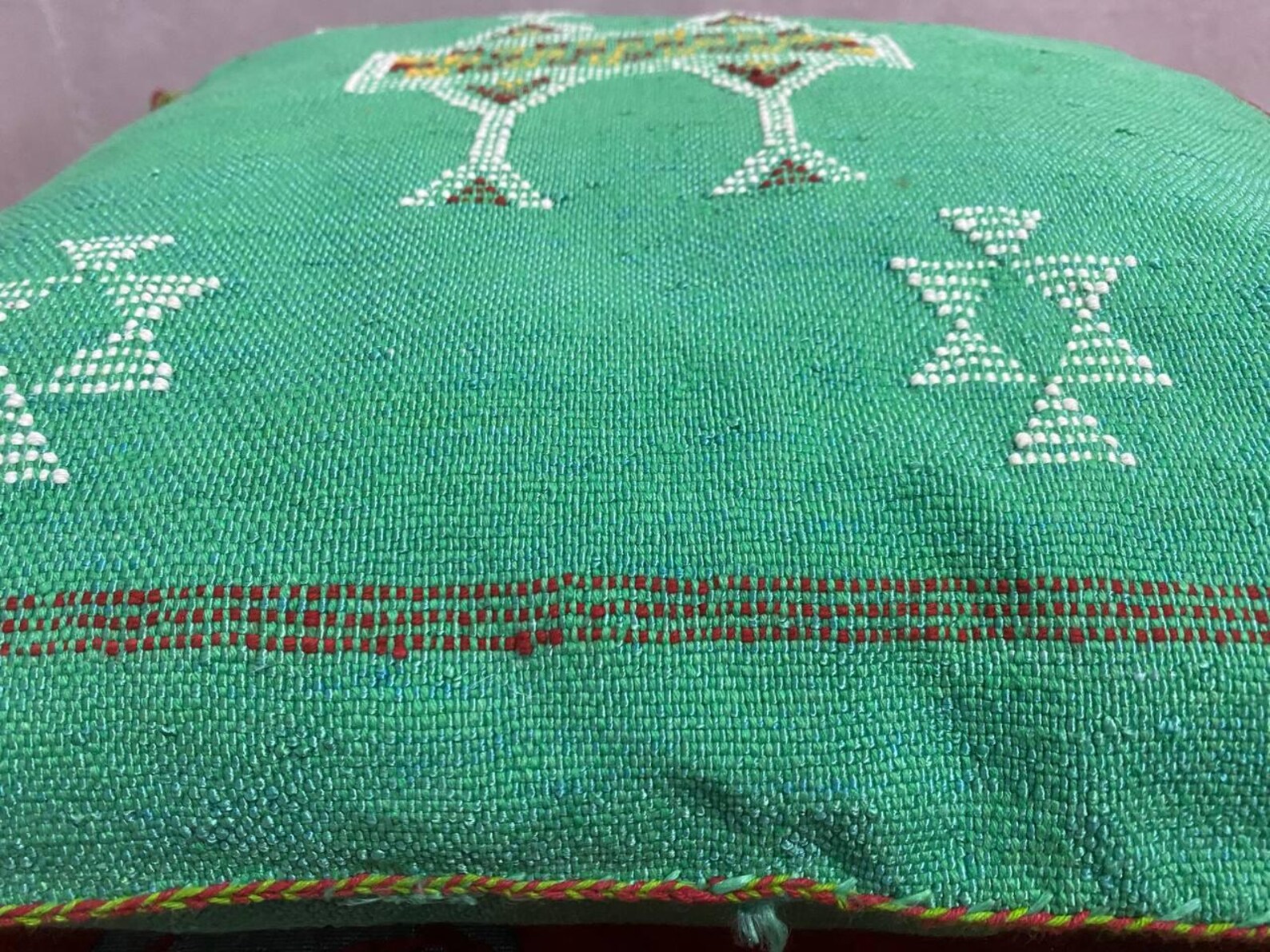Handmade Berber Amazigh Wool Kilim Pillow Cover with Tribal Design