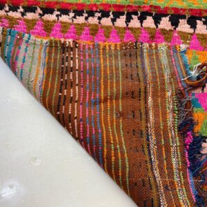 Berber Boucherouite Hand Dyed Wool Rug with Amazigh Tribal Motifs