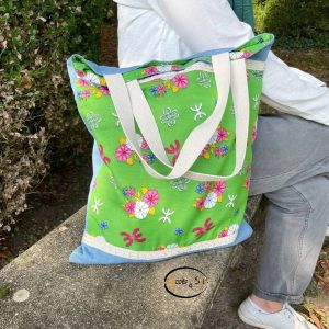 Berber Kabyle Jeans Cotton Tote Bag with Traditional Motifs