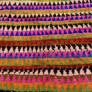 Berber Boucherouite Hand Dyed Wool Rug with Amazigh Tribal Motifs