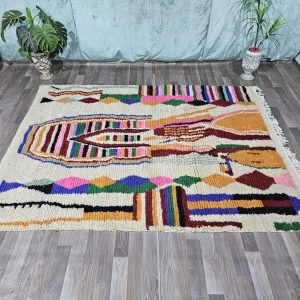 Berber Colorful Beni Ourain Hand Knotted Wool Rug Custom