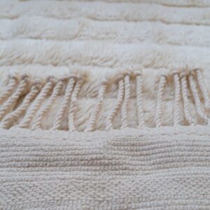 Amazigh Beni Mrirt Wool Rug Hand Knotted Ivory Minimalist Area Rug