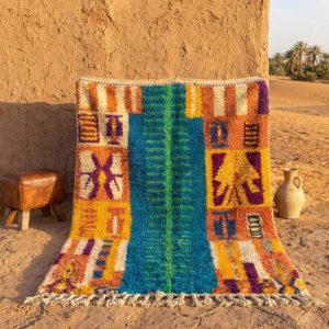Colorful Berber Boujaad Azilal Wool Handmade Artisan Rug