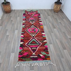 Berber Colorful Azilal Handmade Wool Checkered Shaggy Rug