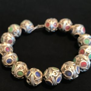 Berber Enamel Beads Supplies 14mm Tarnished Silver Necklace