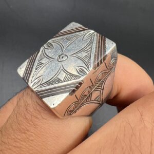 Berber Tuareg Ebony Inlay Sterling Silver Cross Ring Jewelry