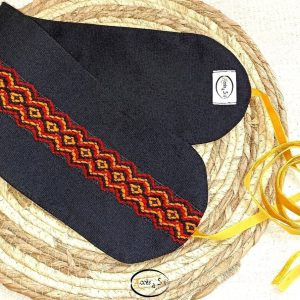 Berber Obi Belt with Black Cotton and Jeans Fabric Design