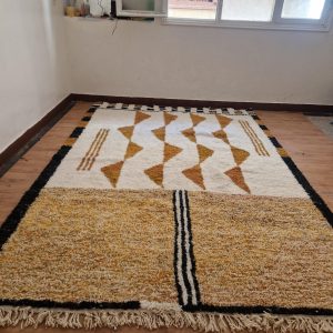 Berber Camel Brown Levels Woven Wool Rug Handmade Carpet