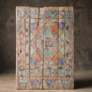 Berber Polychrome Painted Panel Ouarzazate One of a Kind Wall Art