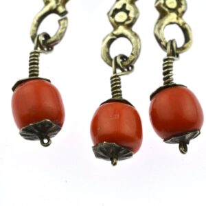 Amazigh DEWWAH Antique Coral Earrings with Silver Design