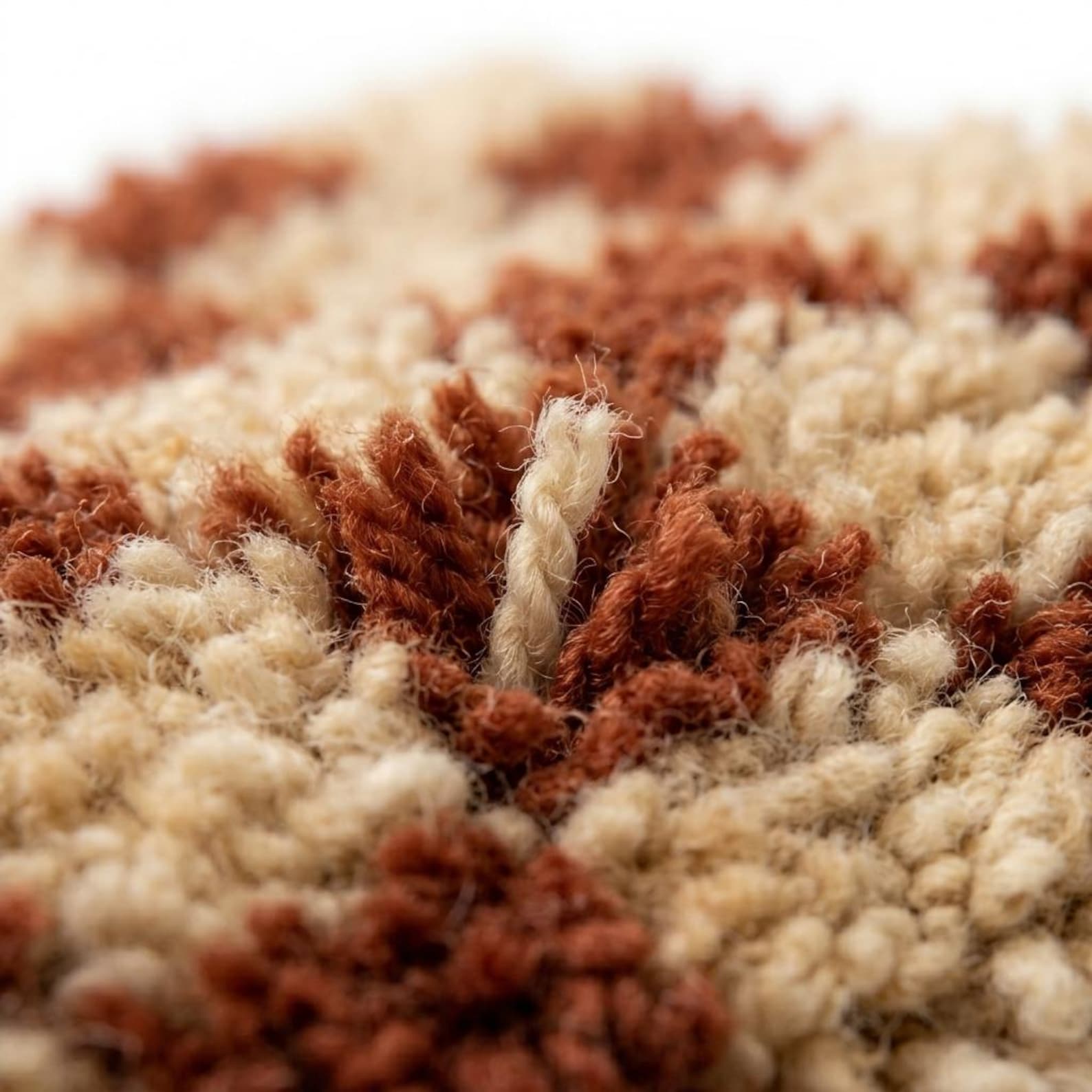 Handwoven Berber Wool Stair Tread Rug Rust Cream Checkerboard