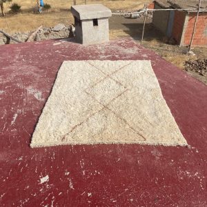 Berber Handmade Ivory Beni Ourain Wool Geometric Rug