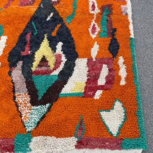 Amazigh Berber Custom Abstract Wool Rug Geometric Orange Tribal Carpet