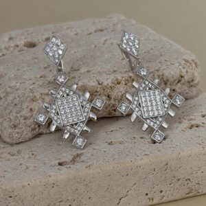 Amazigh Berber Lion's Paw Geometric Sterling Silver Earrings