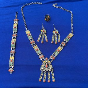 Antique Berber Tuareg Jewelry Set with Necklace Earrings Bracelet Ring