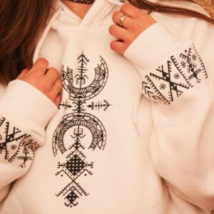 Amazigh Berber Symbology Feminine Cotton Hoodie with Tifinagh Design