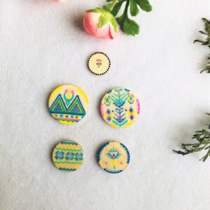 Amazigh Hand Painted Wooden Magnets Wall Art Set of Four