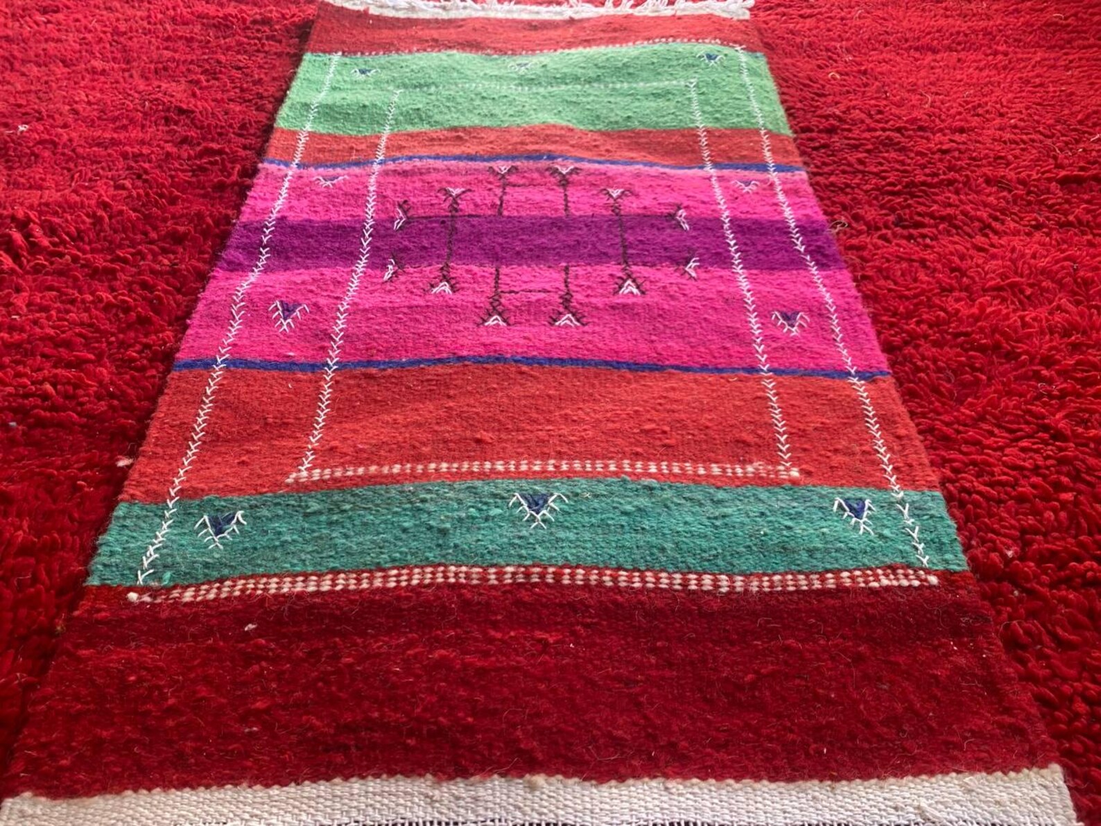 Berber Amazigh Akhnif Kilim Rug Handwoven Wool Flat Weave