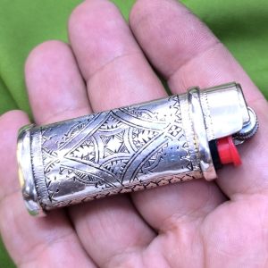 Berber Tuareg Porte Briquet Silver Holder with Engraved Motifs