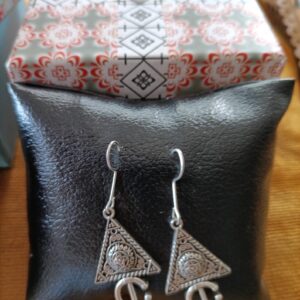 Amazigh Bereber Hamsa Earrings with Silver Plated Heritage Design