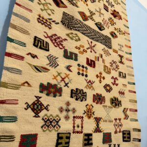 Berber Akhnif Kilim Wool Runner Rug Natural White Handmade