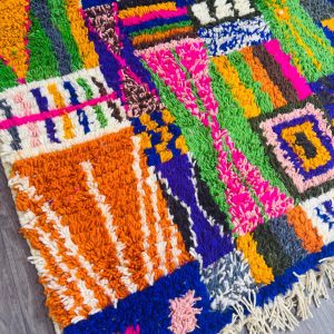 Berber Abstract Vibrant Artistic Blue Wool Home Decor Rug