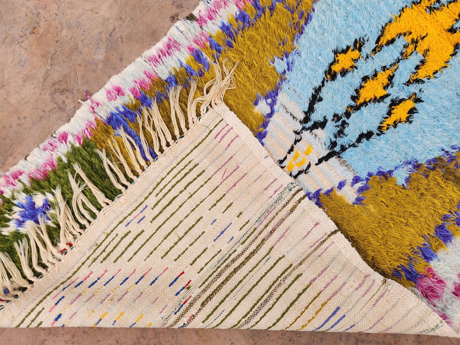 Berber Boucherouite Colorful Handmade Runner Rug with Hallway Style