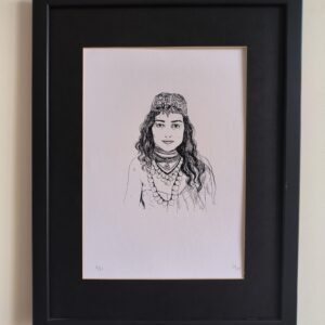 Amazigh Woman Ink Illustration Original Artwork Unique Portrait