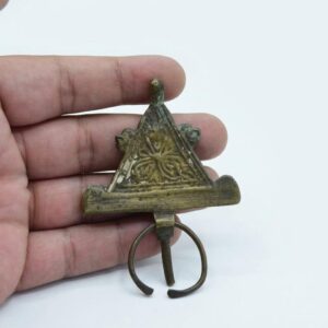 Amazigh Berber Vintage Bronze Fibula Pin with Engraved Tribal Design