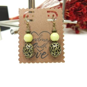 Berber Lemon Jade Bronze Earrings with Handcrafted Jewelry Design