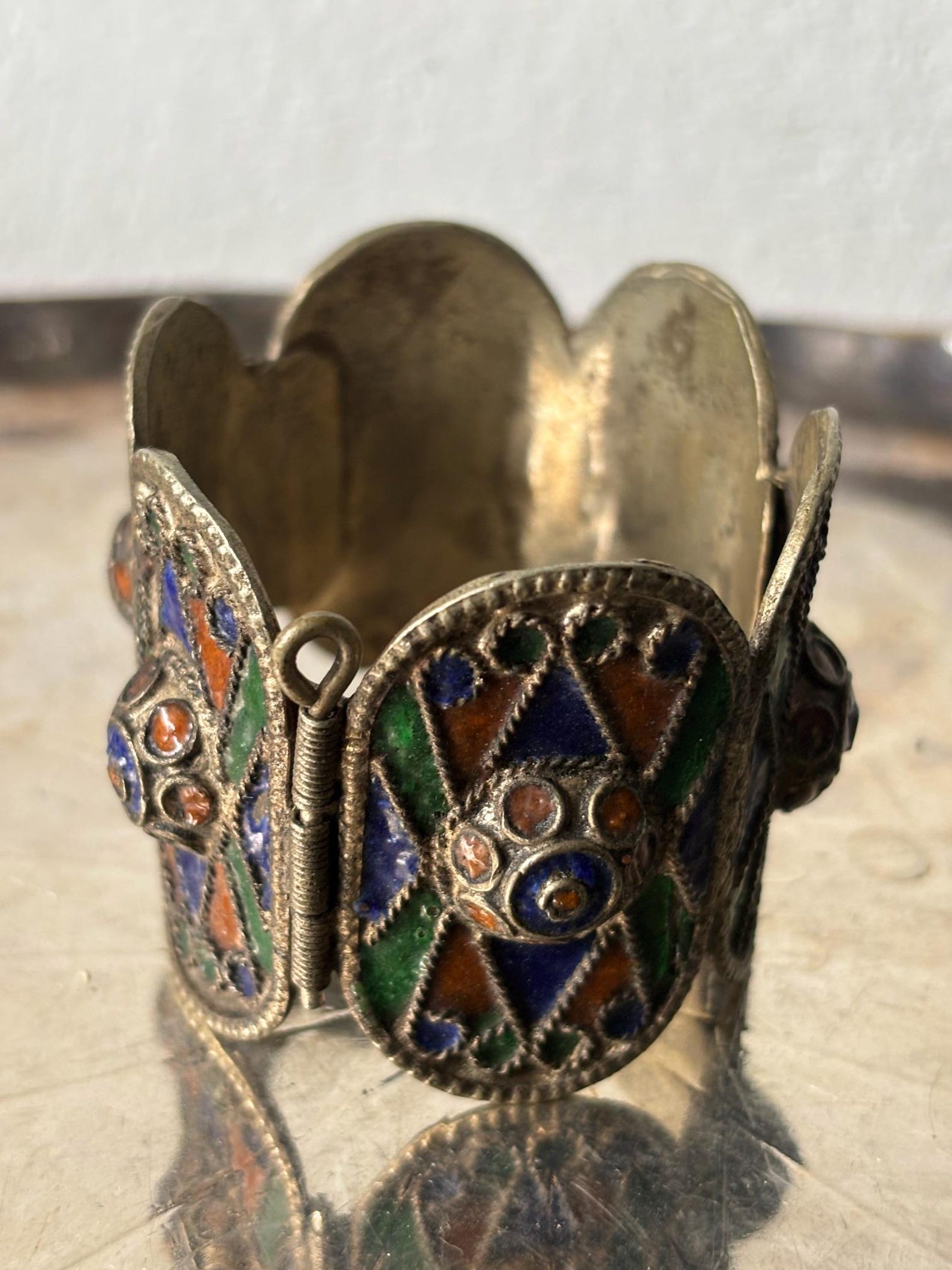 Amazigh Traditioneller Berber Kabyle Mid Century Enamel Bracelet