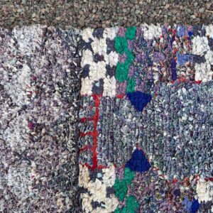 Amazigh Berber Boucherouite Handmade Wool Yarn Kilim Rug